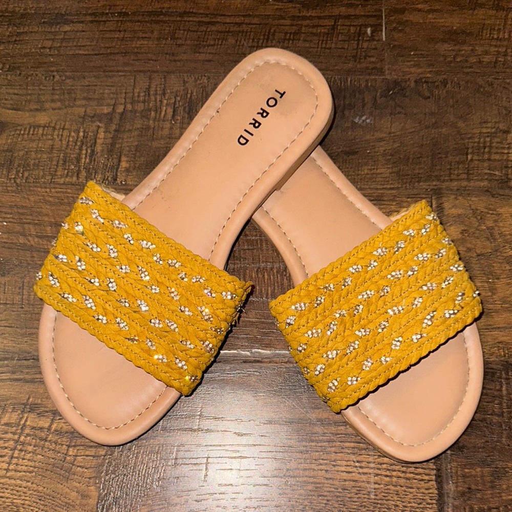 Torrid Yellow Floral Slide Sandals